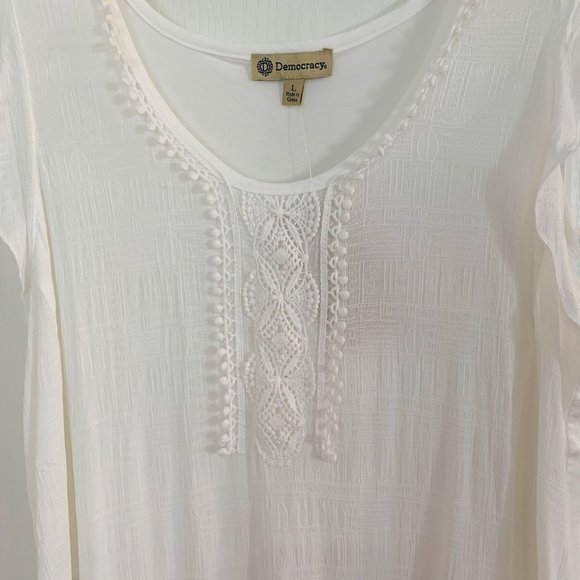 Democracy Nordstrom Crochet Ruffle Sleeve Tank Top Off White Size Large NEW - Picture 7 of 10